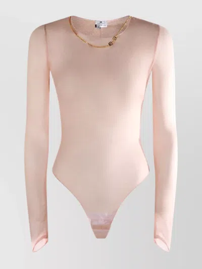 ELISABETTA FRANCHI SHEER FABRIC LONG SLEEVE JUMPSUITS THONG BOTTOM