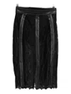 Elisabetta Franchi Sheer Lace Midi Skirt With Leather-like Panels In Black