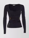 Elisabetta Franchi Fitted Black Jacket With Sweetheart Neckline In Blue