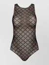 Elisabetta Franchi Sheer Patterned Tulle Bodysuit In Metallic