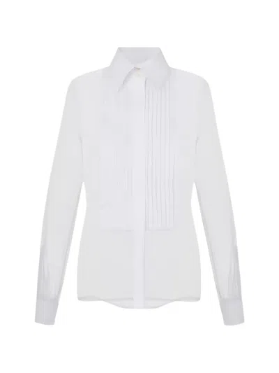 Elisabetta Franchi Sheer Pleated-bib Shirt In White