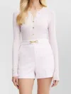 Elisabetta Franchi Cotton Cardigan With Transparency Details And Golden Buttons In Pink