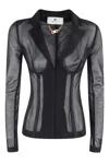 Elisabetta Franchi Collar Tailored Transparent Jacket In Black