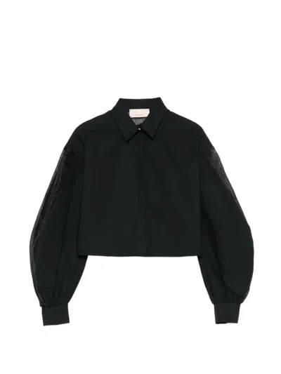 Elisabetta Franchi Kids' Sheer-detail Shirt In Blue