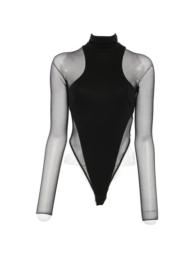 Elisabetta Franchi Sheer-panelled High-neck Bodysuit In Black