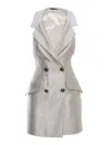 Elisabetta Franchi Shiny Blazer Dress In Silver