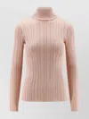 Elisabetta Franchi High Neck Shirt In Metallic Fabric In Pink
