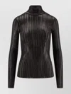 Elisabetta Franchi Shiny High Neck Knit Sweater In Black