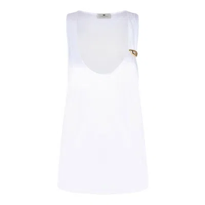 Elisabetta Franchi Shiny Jersey Tank Top In White