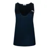 Elisabetta Franchi Shiny Jersey Tank Top With Jewel Logo In Oltremare