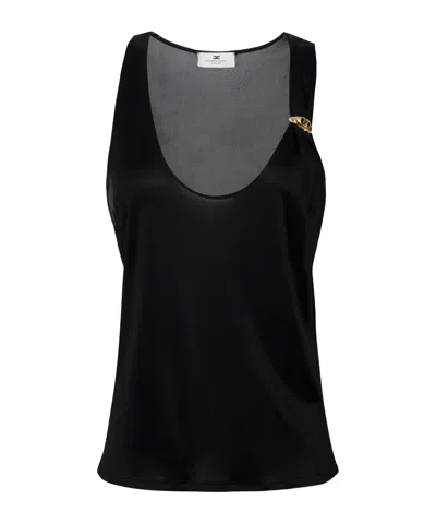 Elisabetta Franchi Shiny Knitted Vest In Black