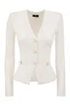 Elisabetta Franchi Shiny Viscose Cardigan With Twin Buttons In Beige