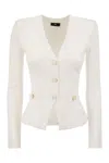 Elisabetta Franchi Shiny Viscose Cardigan With Twin Buttons In Ivory