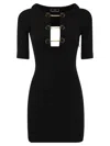 Elisabetta Franchi Shiny Viscose Minidress With Twin Buttons In Black
