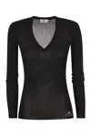 Elisabetta Franchi Black Ribbed Top In Black