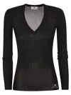 Elisabetta Franchi Black Ribbed Top In Black