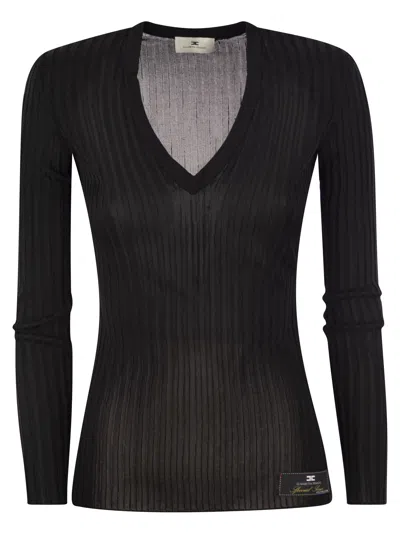 ELISABETTA FRANCHI SHINY VISCOSE RIBBED JERSEY