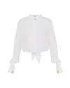Elisabetta Franchi Camicia Bianca Con Strass E Nodo