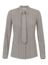 Elisabetta Franchi Geometric Pattern Shirt With Tailored Fit In Neutral