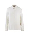 Elisabetta Franchi Casual Georgette Collared Neck Top With Logo Scarf In White