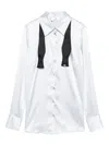 Elisabetta Franchi Long-sleeve Satin-finish Shirt With Classic Collar In White
