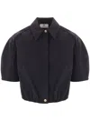 Elisabetta Franchi Collared Cropped Shirt Structured Shoulders In Black  