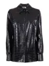 Elisabetta Franchi Crocodile-embossed Glossy Black Shirt In Black