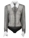 Elisabetta Franchi Long Sleeve Shirt Body In Black