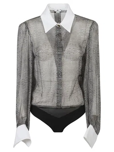 Elisabetta Franchi Long Sleeve Shirt Body In Black