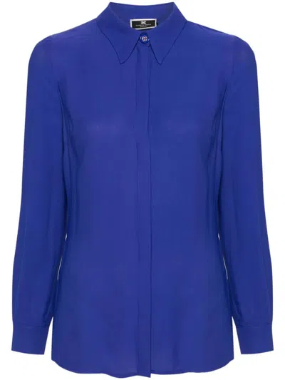 Elisabetta Franchi Chain-link Crepe Blouse In Blue