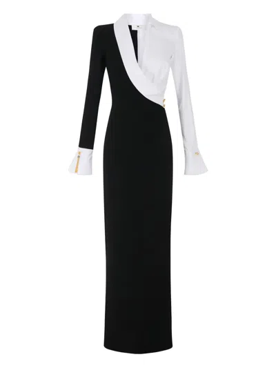 ELISABETTA FRANCHI SHIRT-COLLAR SIDE-SLIT MAXI DRESS