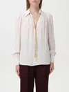 Elisabetta Franchi Georgette Blouse With Charms Necklace In Butter