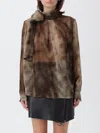 Elisabetta Franchi Tie-neck Silk Top In Brown