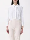 Elisabetta Franchi White Cotton Cropped Shirt In Ivory