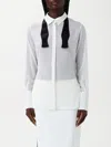Elisabetta Franchi Camicia In Georgette Con Cravattino In Ivory
