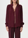 Elisabetta Franchi Necklace Embellished Georgette Blouse In Rot
