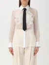 Elisabetta Franchi White Silk Shirt With Front Fringes In White