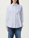 Elisabetta Franchi Striped Button-down Collar Shirt With Chest Pocket In Multi