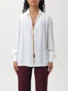 Elisabetta Franchi Georgette Blouse With Charms Necklace In Weiss