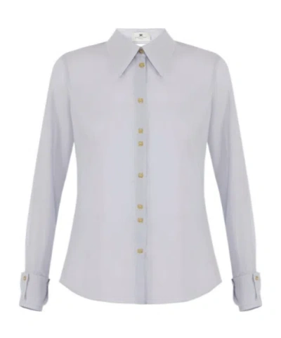 Elisabetta Franchi Shirt In Georgette Fabric In Silver