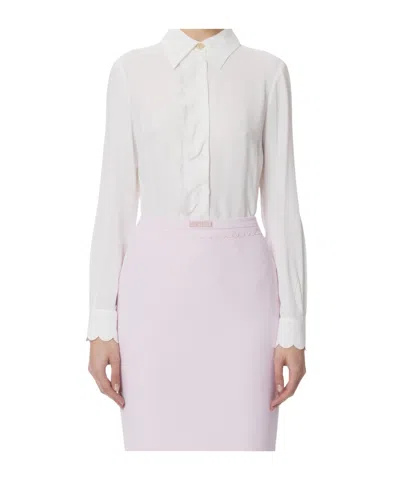 Elisabetta Franchi Shirt In Viscose Fabric With Embroidered Scallop
