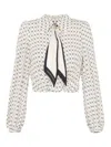Elisabetta Franchi Scarf-embellishment Georgette Cropped Blouse In Light Beige