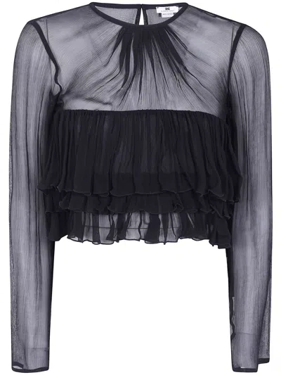 Elisabetta Franchi Long-sleeved Top In Black