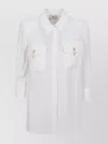 Elisabetta Franchi Three-quarter Sleeve White Shirt With Flap Pockets In White