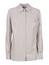 Elisabetta Franchi Glossy Crocodile-embossed Button-down Shirt In Pink