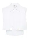 Elisabetta Franchi Collared Sleeveless Shirt Pleated Front In White