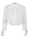 Elisabetta Franchi Camicia Bianca Con Strass E Nodo In White