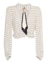 Elisabetta Franchi Scarf-embellishment Georgette Cropped Blouse In White