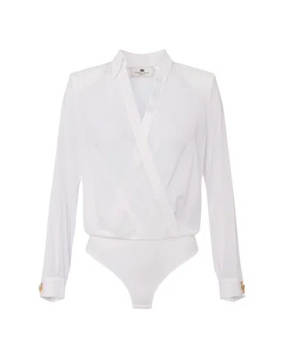 Elisabetta Franchi Long-sleeved Jumpsuit In White