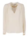 Elisabetta Franchi Viscose Georgette Shirt With Removable Necklace Detail In Brown
